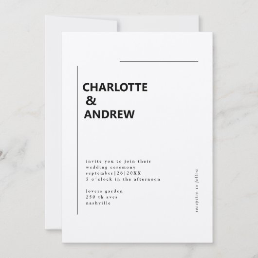 Minimal, moderne Einladung 招待状 (正面)