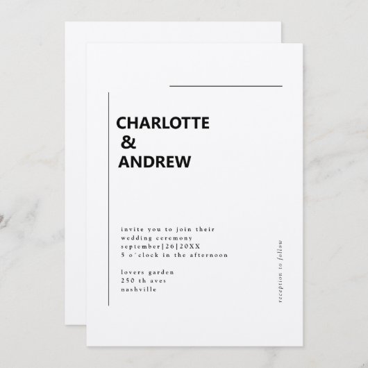 Minimal, moderne Einladung 招待状 (正面/裏面)