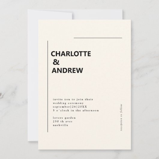 Minimal, moderne Einladung 招待状 (正面)