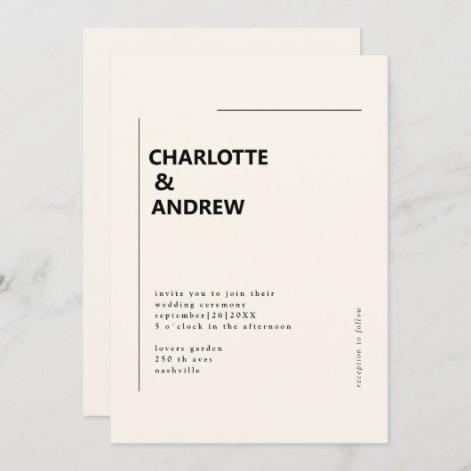 Minimal, moderne Einladung 招待状 (正面/裏面)