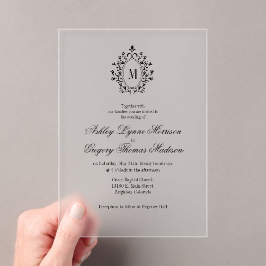 Minimal Monogram Acrylic Wedding Invitation アクリル招待状 (インサイチュ (ポータブル))