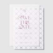 Minimal Monogram Deep Burgundy Script Wedding ベラム紙招待状 (オフセット (招待状))
