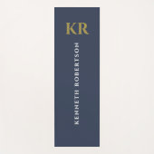Minimal Monogram Dusty Navy Blue Gold White Men  ヨガマット (正面)