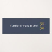 Minimal Monogram Dusty Navy Blue Gold White Men  ヨガマット (正面(横))