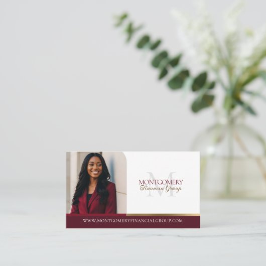 Minimal Monogram Financial Professional Photo Lux 名刺 (スタンド正面)