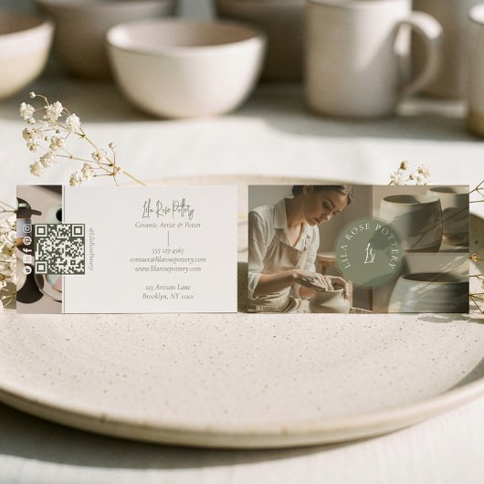 Minimal Monogram Hand Made Pottery Photo Collage 名刺