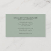 Minimal Monogram Initial Sage Green Elegant Script 名刺 (裏面)