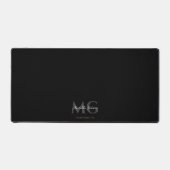 Minimal Monogram Initials Elegant Black デスクマット (正面)