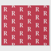 Minimal Monogram Modern Red Christmas ラッピングペーパー (フラット)