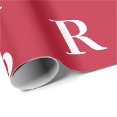 Minimal Monogram Modern Red Christmas ラッピングペーパー (ロールコーナー)