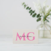 Minimal Monogram Sand Pink Initials Beauty 名刺 (スタンド正面)
