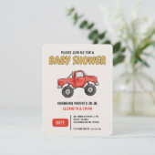 Minimal Monster Truck Red Baby Shower 招待状 (スタンド正面)