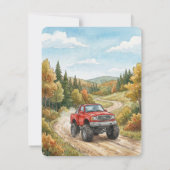 Minimal Monster Truck Red Baby Shower 招待状 (裏面)