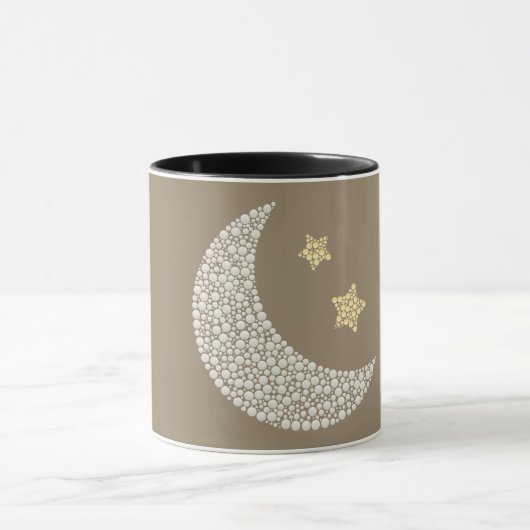 Minimal Moon & Gold Stars Celestial Coffee Mug マグカップ (中央)