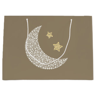 Minimal Moon & Gold Stars Celestial Large Gift bag ラージペーパーバッグ