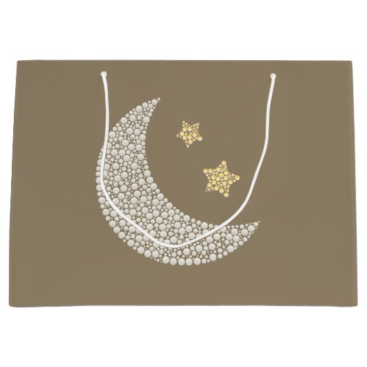 Minimal Moon & Gold Stars Celestial Large Gift bag ラージペーパーバッグ (正面)