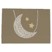 Minimal Moon & Gold Stars Celestial Large Gift bag ラージペーパーバッグ (裏面)