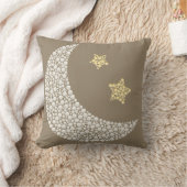 Minimal Moon & Gold Stars Decorative Throw Pillow クッション (ブランケット)