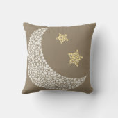 Minimal Moon & Gold Stars Decorative Throw Pillow クッション (裏面)