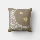 Minimal Moon & Gold Stars Decorative Throw Pillow クッション (正面)