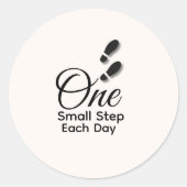 Minimal Motivational Sticker – One Small Step Each ラウンドシール (正面)
