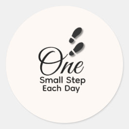 Minimal Motivational Sticker – One Small Step Each ラウンドシール
