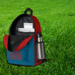 Minimal Mountain Art Hiking  blue red  Backpack プリントバックパック<br><div class="desc">This blue hiking backpack with striking red side panels is designed for hikers who prefer their gear practical, expressive, and slightly ironic. The deep blue body creates a clean, versatile base, while the red side sections add energy and a sense of motion inspired by outdoor adventure. On the front pocket,...</div>