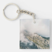 Minimal Mountain Photo Personalized Men's Name キーホルダー (正面)