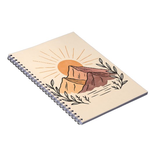 Minimal Mountain Sunrise Notebook – Aesthetic ノートブック (右側)