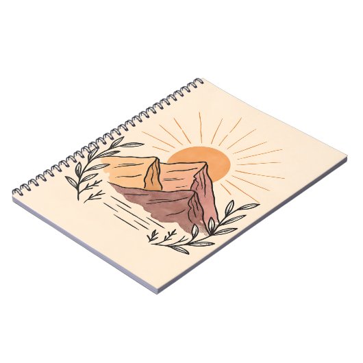 Minimal Mountain Sunrise Notebook – Aesthetic  ノートブック (左側)
