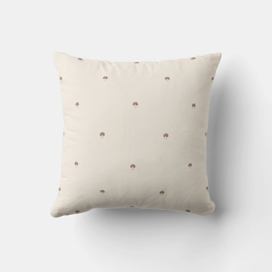 Minimal Mushroom Pattern Pillow – Light Background クッション (裏面)