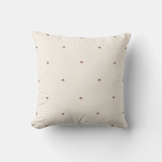 Minimal Mushroom Pattern Pillow – Light Background クッション (正面)