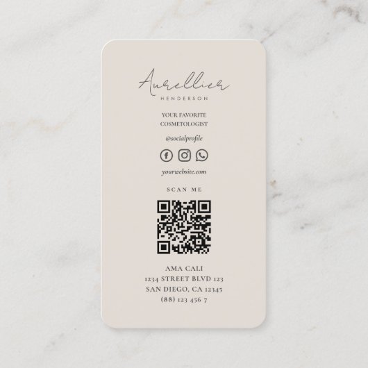 Minimal Nail Tech Lashes Makeup artist Sand 名刺 (裏面)