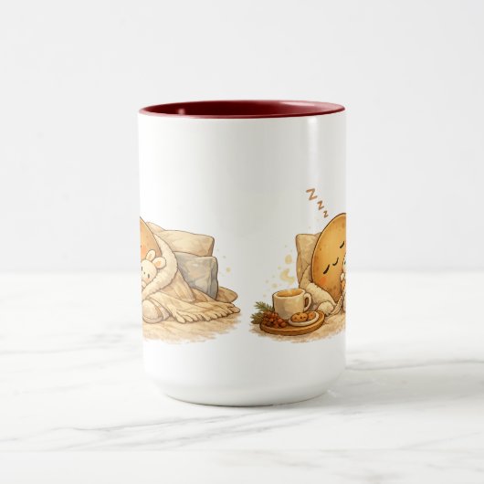 Minimal Napping Potato Soft Brown Line Art マグカップ (中央)