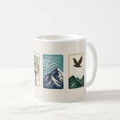 Minimal Nature Set – Mountain & Tree Art コーヒーマグカップ (正面右)