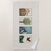 Minimal Nature Set – Mountain & Tree Art ビーチタオル (正面)