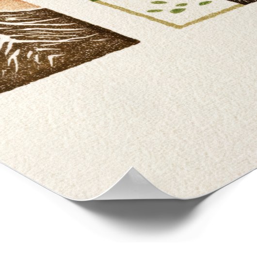 Minimal Nature Set – Mountain & Tree Art ポスター (角)