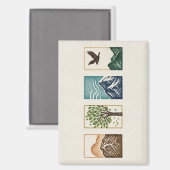 Minimal Nature Set – Mountain & Tree Art マグネット (正面/裏面)