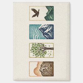 Minimal Nature Set – Mountain & Tree Art マグネット