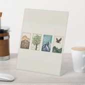 Minimal Nature Set – Mountain & Tree Art 台座サイン (インサイチュ)