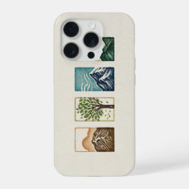 Minimal Nature Set – Mountain & Tree Art iPhone 15 Proケース