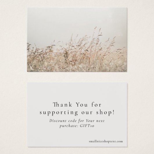 Minimal nature shop thank you card with discount (正面&裏面)