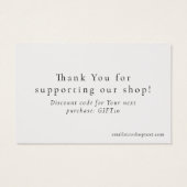 Minimal nature shop thank you card with discount (裏面)