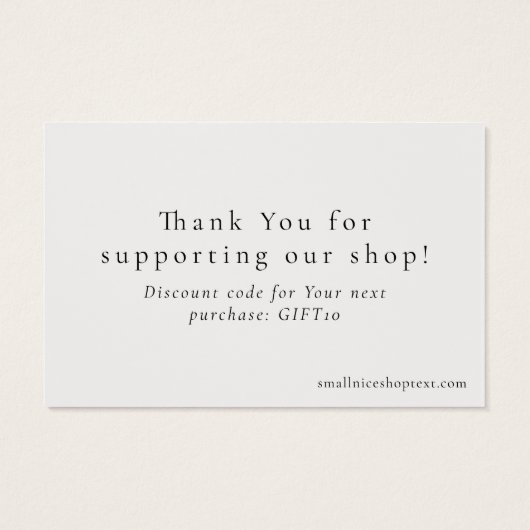Minimal nature shop thank you card with discount (裏面)