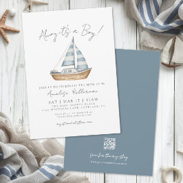 Minimal Nautical Baby Shower 招待状