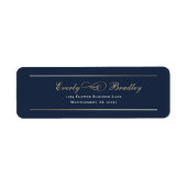 Minimal Navy Background White Gold Elegant Address ラベル (正面)