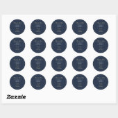 Minimal Navy Background White Gold Script Elegant  ラウンドシール (シート)
