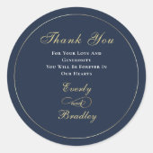 Minimal Navy Background White Gold Script Elegant  ラウンドシール (正面)