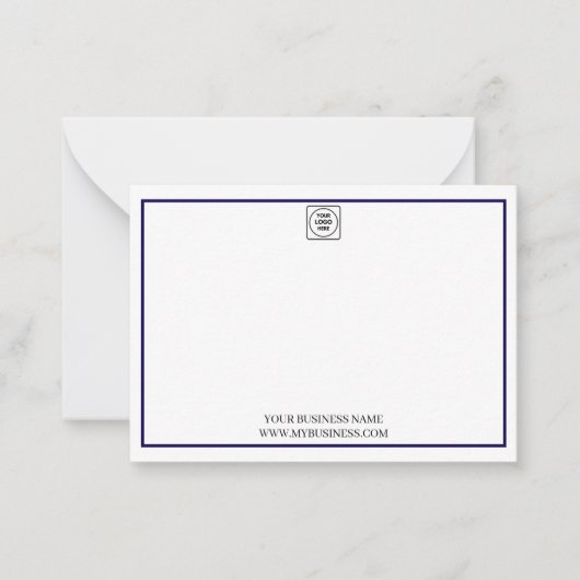 Minimal Navy Blue Business Logo Note Card ノートカード (正面)