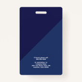 Minimal Navy Blue Corporate Photo ID バッジ (裏面)